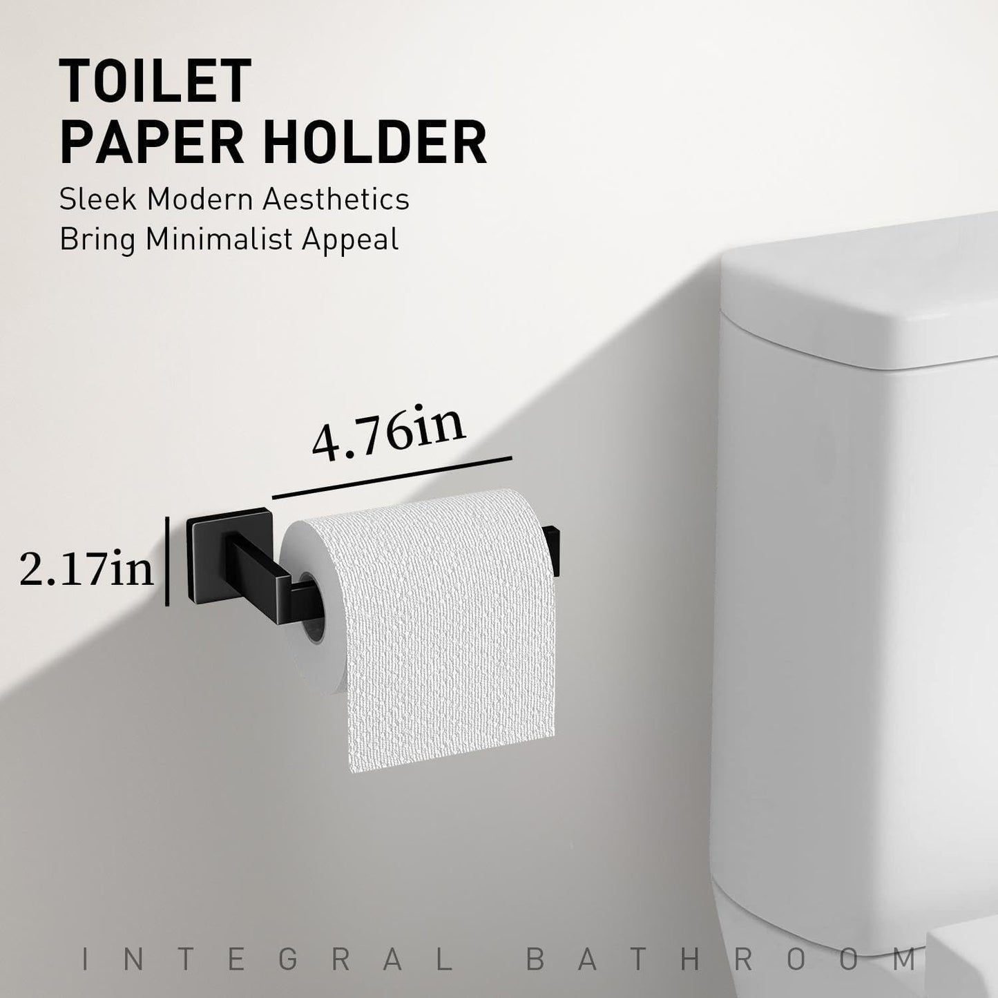 Bathroom Accessory Towel Bar Set: 5 Pieces Matte Black Square Bathroom Hardware SUS304 Stainless Steel - 24 Inch Wall Mounted Towel Rack&Toilet Paper Holder&Towel Ring and Towel Hook
