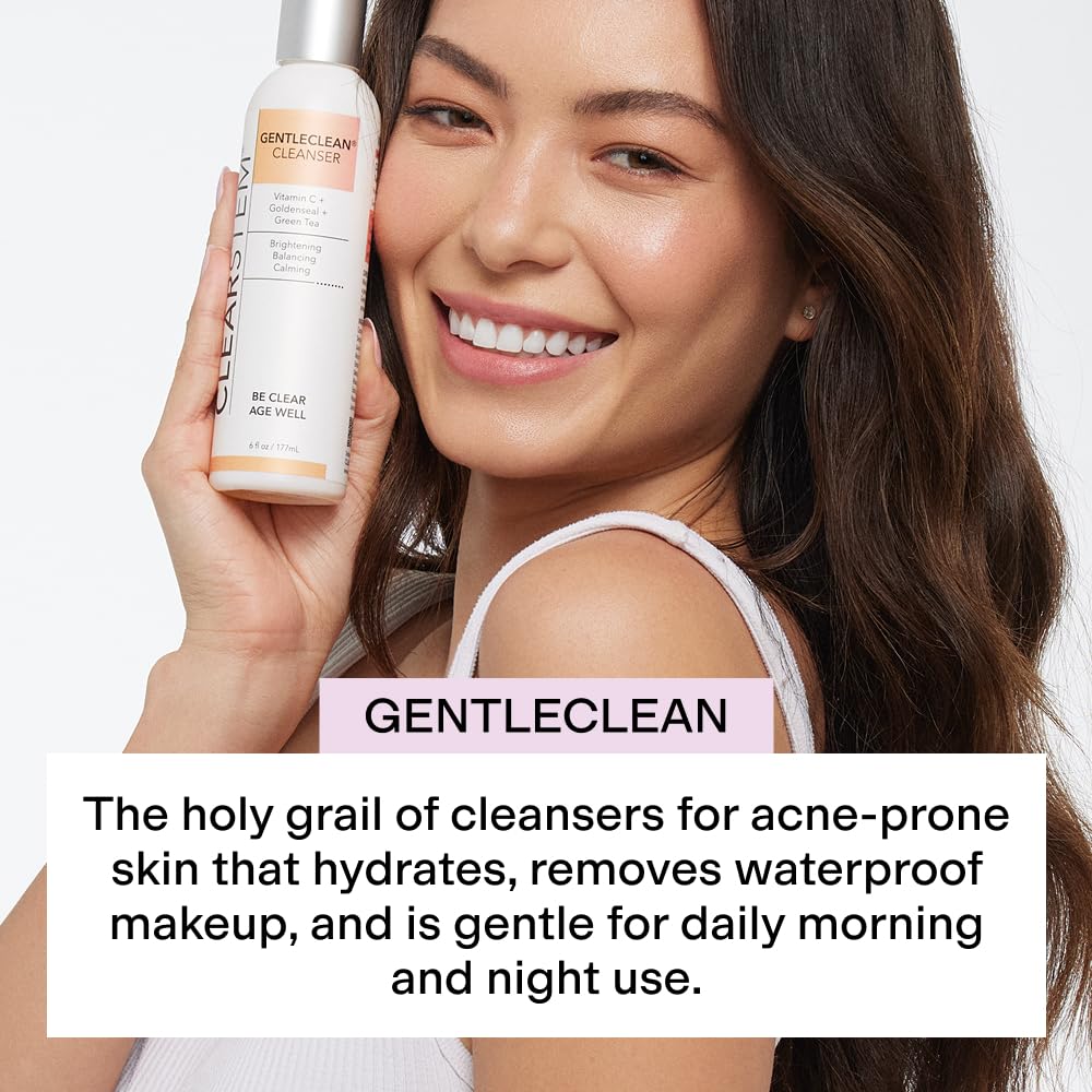 CLEARSTEM - GENTLECLEAN Vitamin C Infused Calming Wash - Facial Cleanser, Makeup Remover - Goldenseal + Green Tea - Facial Skin Care Products - Gluten Free, Cruelty Free - 6 fl oz / 207ml