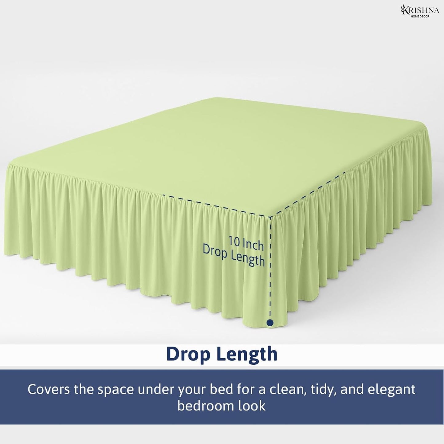 KRISHNA Ruffled Bed Skirt with Split Corners King, 100% Microfiber Hotel Quality, 10 Inch Drop Dust Ruffle Gathered Bedskirt with Platform, 78" x 80", Sage