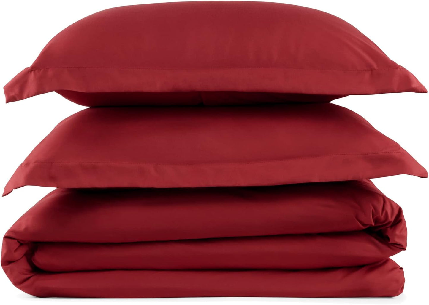 PeachSkinSheets 1500tc Level of Softness Soft Cooling Duvet Cover Set | King/Cali King Size - Deep Crimson Red