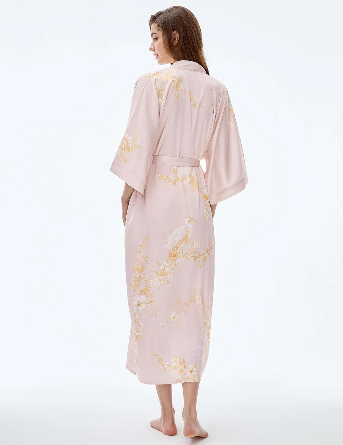 PRODESIGN Kimono Robe for Women - Long Satin Sleepwear Silky Kimono Cover-Up Nightgown Japanese Bathrobe Loungewear Blouse