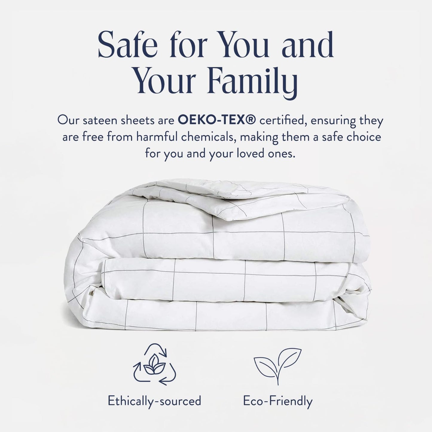 Brooklinen Luxury Sateen Duvet Cover - 100% Cotton, Twin/Twin XL Size in Window Pane with Extra-Long Corner Ties and Button Closure - Best Twin/Twin XL Duvet Covers
