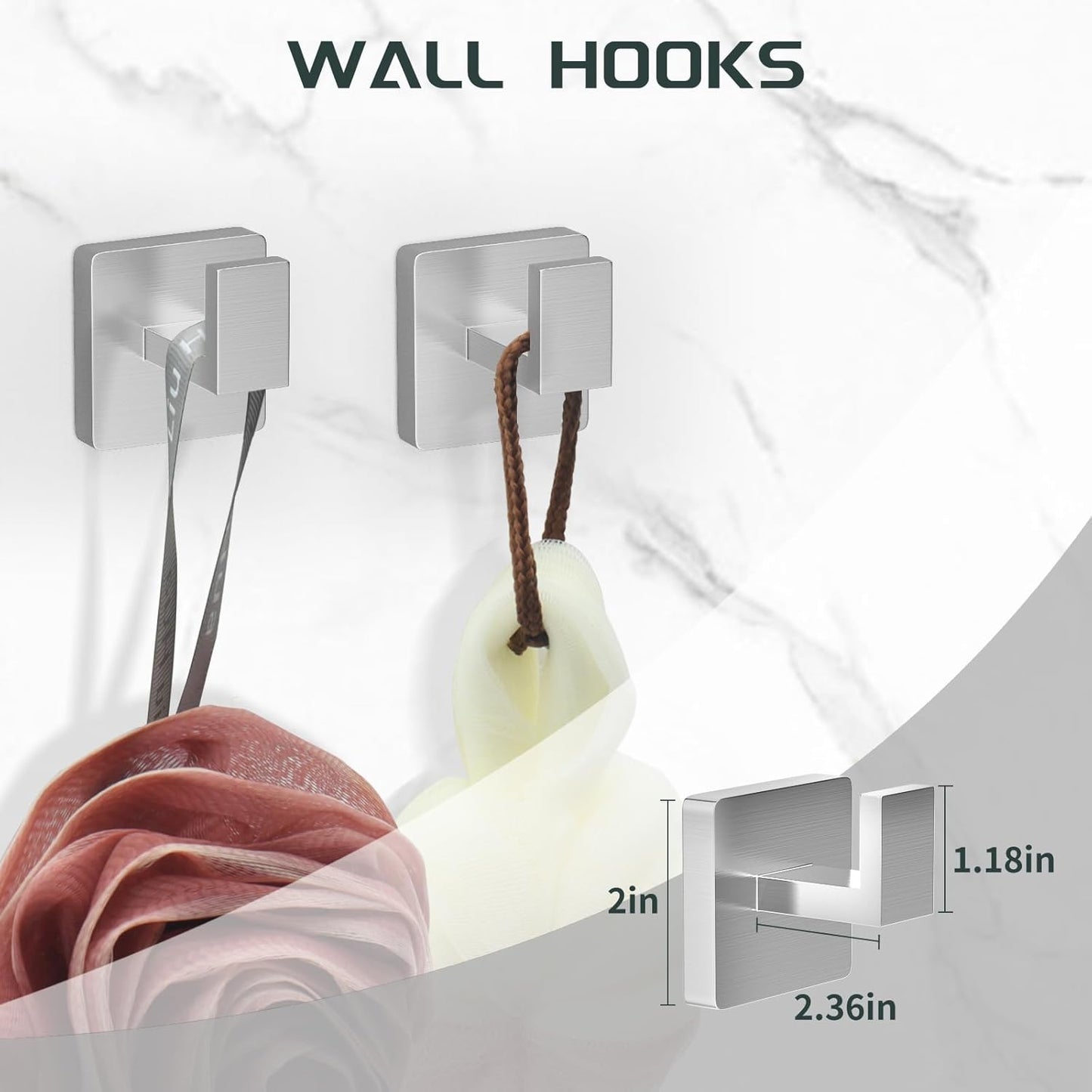 7-Piece Bathroom Hardware Set Brushed Nickel Towel Bar Set with Towel Rack, 2 Square 23-Inch Towel Bars and Stainless Steel Bathroom Accessories Wall Mounted