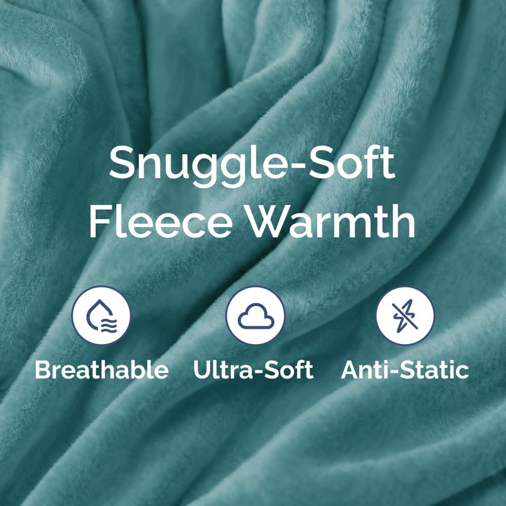 Ultra Soft Fleece Blanket Throw Size - Flannel Fleece Luxury Throw Blanket Lightweight for Couch Bed Chair - Thick, Warm & Breathable - All Season Cozy Fuzzy, Anti-Static Microplush Bedding, Turqoise
