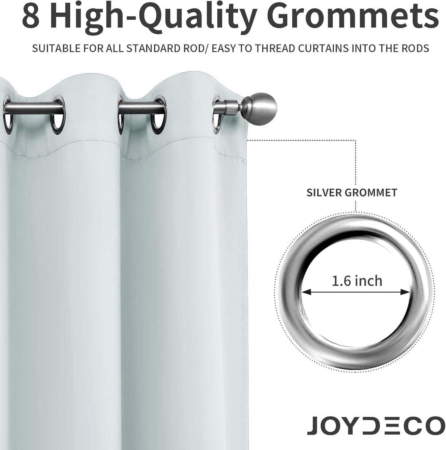 Joydeco White Curtains 72 Inches Long 2 Panels Set, Thermal Insulated Long Curtains& Drapes 2 Burg, Room Darkening Grommet Drapes for Living Room Bedroom Window (W52 x L72 Inch, Greyish White)