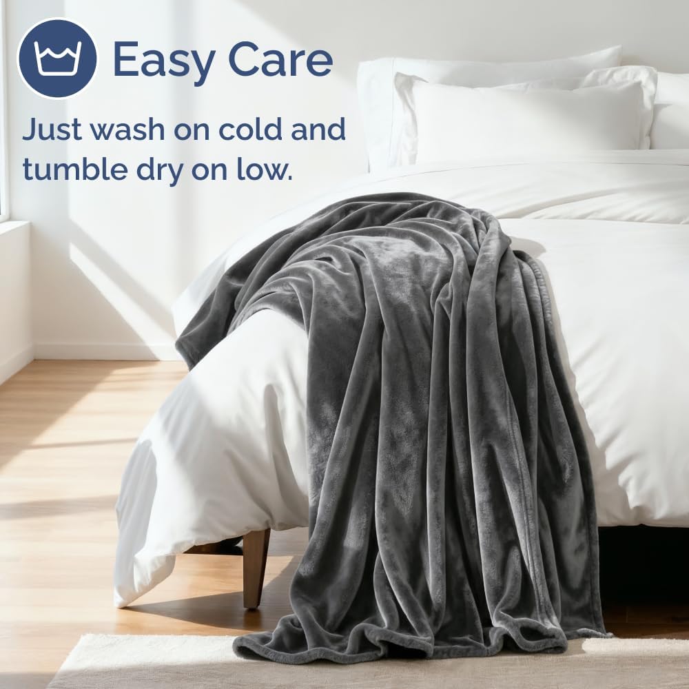 Ultra Soft Fleece Blanket Throw Size - Flannel Fleece Luxury Throw Blanket - Lightweight for Couch Bed Chair - Thick, Warm and Breathable - All Season Cozy Anti-Static Microplush Bedding, Dark Grey