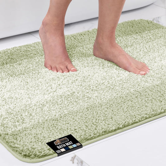 GORILLA GRIP Ultra Soft Plush Bathroom Rugs with Textured Rubber Backing, 40 x 24 Absorbent Quick Dry Bath Mat, Machine Washable Shower Mats, Home Décor Accessories Bathmat Rug Essentials, Sage