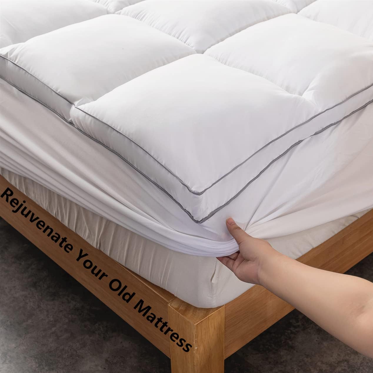 DROVAN Mattress Pad King Size - Extra Thick Mattress Cover - Pillow Top Deep Pocket with Breathable 7D Spiral Fiber Filling Cooling Mattress Topper