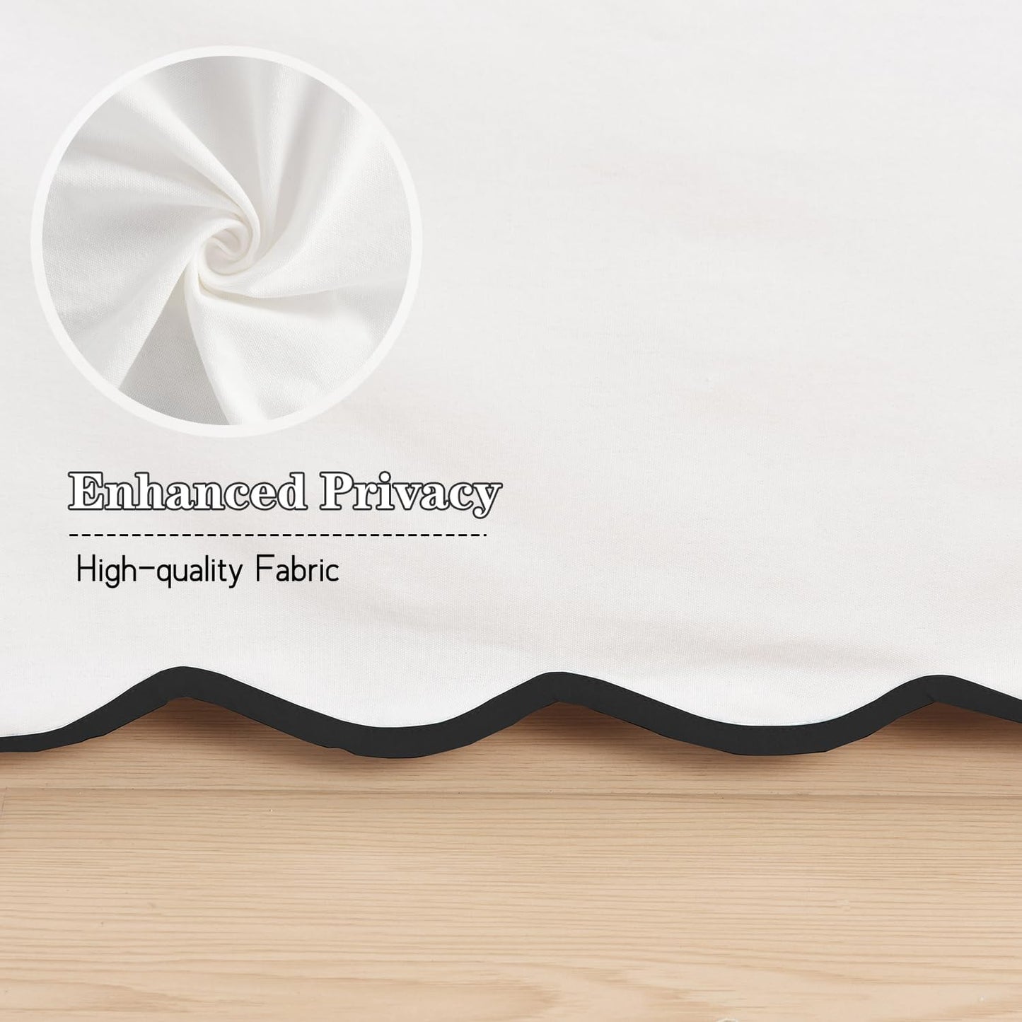 HIG Off-White Chic Full Bed Skirt - Easy Fit Scallop Edge Pleated Bedskirts, 14 Inch Drop Anti-Slip Dust Ruffle, Thick Fabric for Enhanced Privacy, Pre-Washed for Long-Lasting Use(N60022)