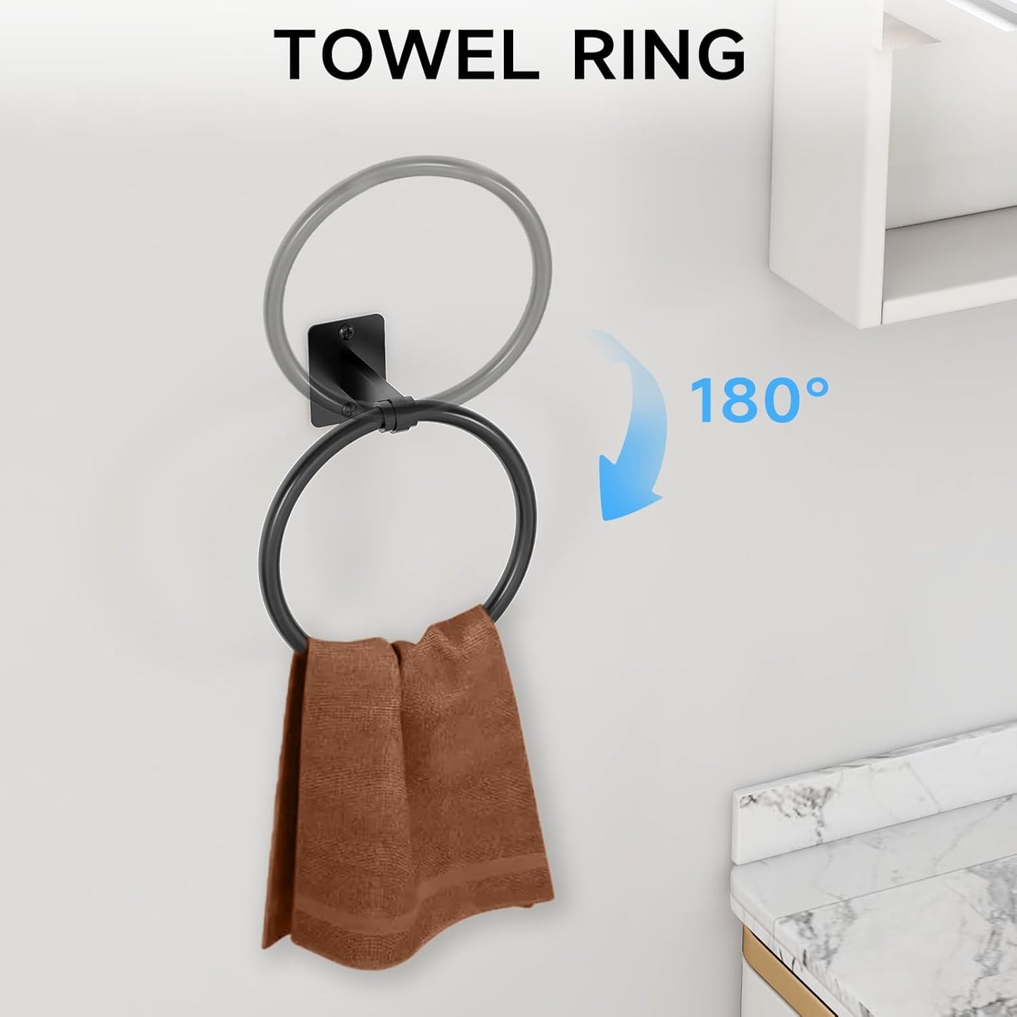 20 Pieces Bathroom Hardware Set, Black Bathroom Accessories Set, 24 inch Towel Bar, Towel Racks for Bathroom, Robe Towel Hooks, Toilet Paper Holder Wall Mounted