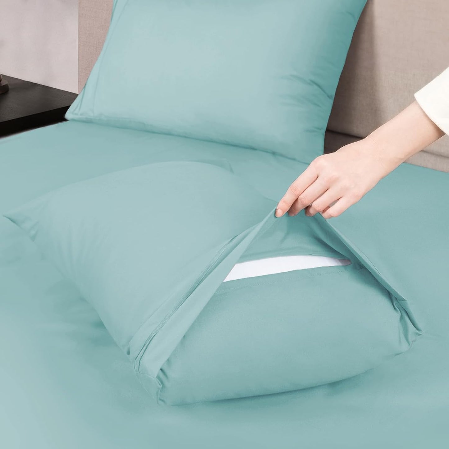 Mejoroom Full Size Sheet Set - Soft Microfiber Bed Sheets - Deep Pocket Fitted Sheet, Breathable, Wrinkle & Fade Resistant - 4 Piece (Full, Grayish Green)