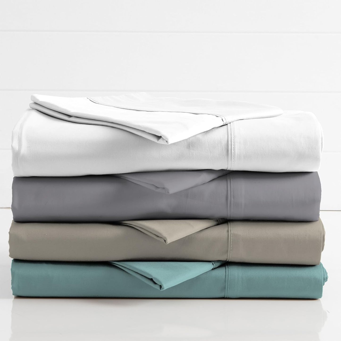 SUPREME ELEGANCE Hotel Luxury Cotton Blend Blue Sheet Set Queen Size, 1200 Thread Count Ultra Soft Sateen Sheet Set, Moisture Wicking & Wrinkle Resistant, Easy Care Fall Bedding Set