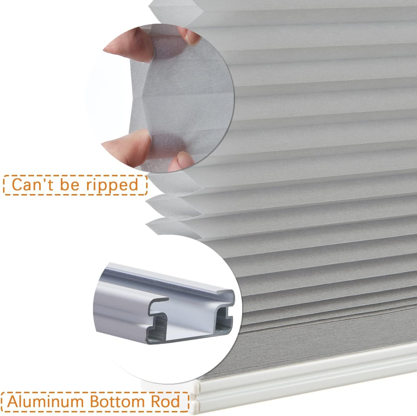 Persilux Light Filtering Cellular Blinds for Windows Pleated Cordless Roller Shades Room Darkening UV Protection Honeycomb Shades for Home, Windows and Bedroom, Dark Grey, 58" W x 54" H