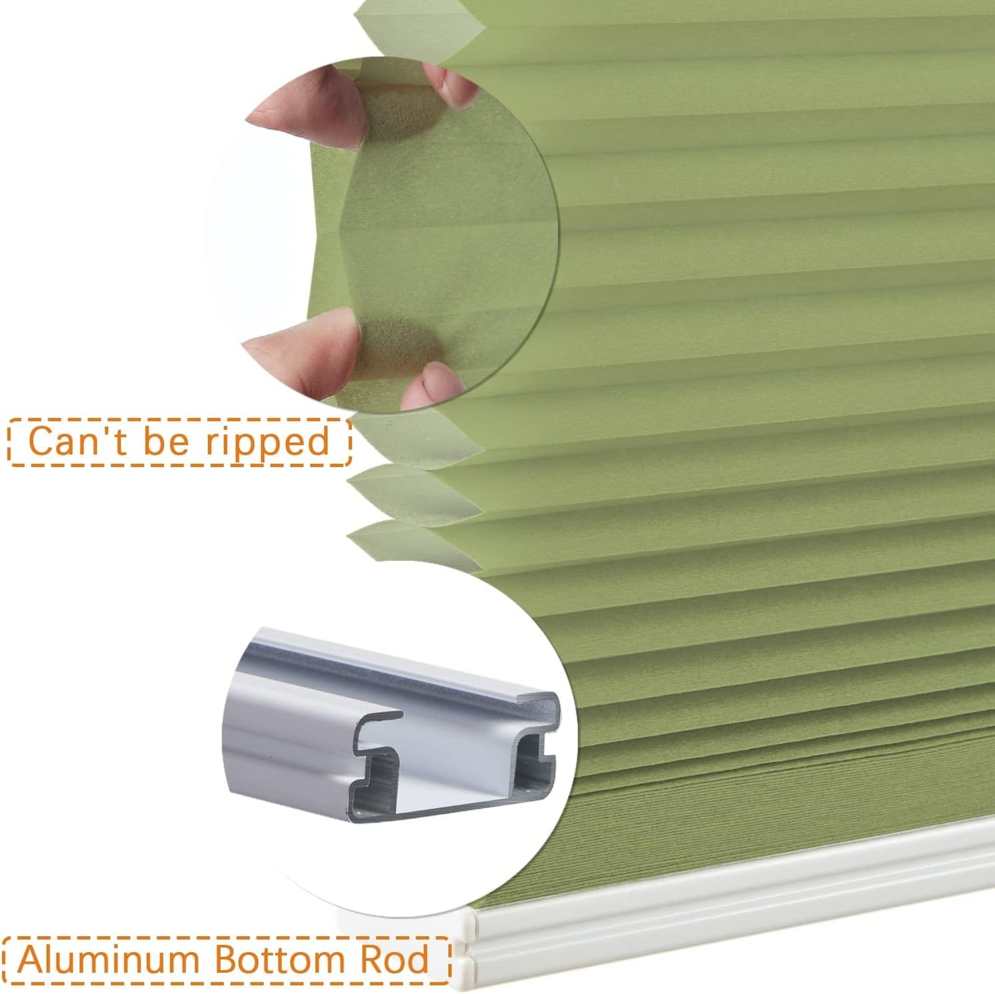 Persilux Custom Cellular Shades Cordless Window Shades Light Filtering Bottom up Honeycomb Blinds UV Protection Room Darkening Blinds for Windows, Office and Living Room Green