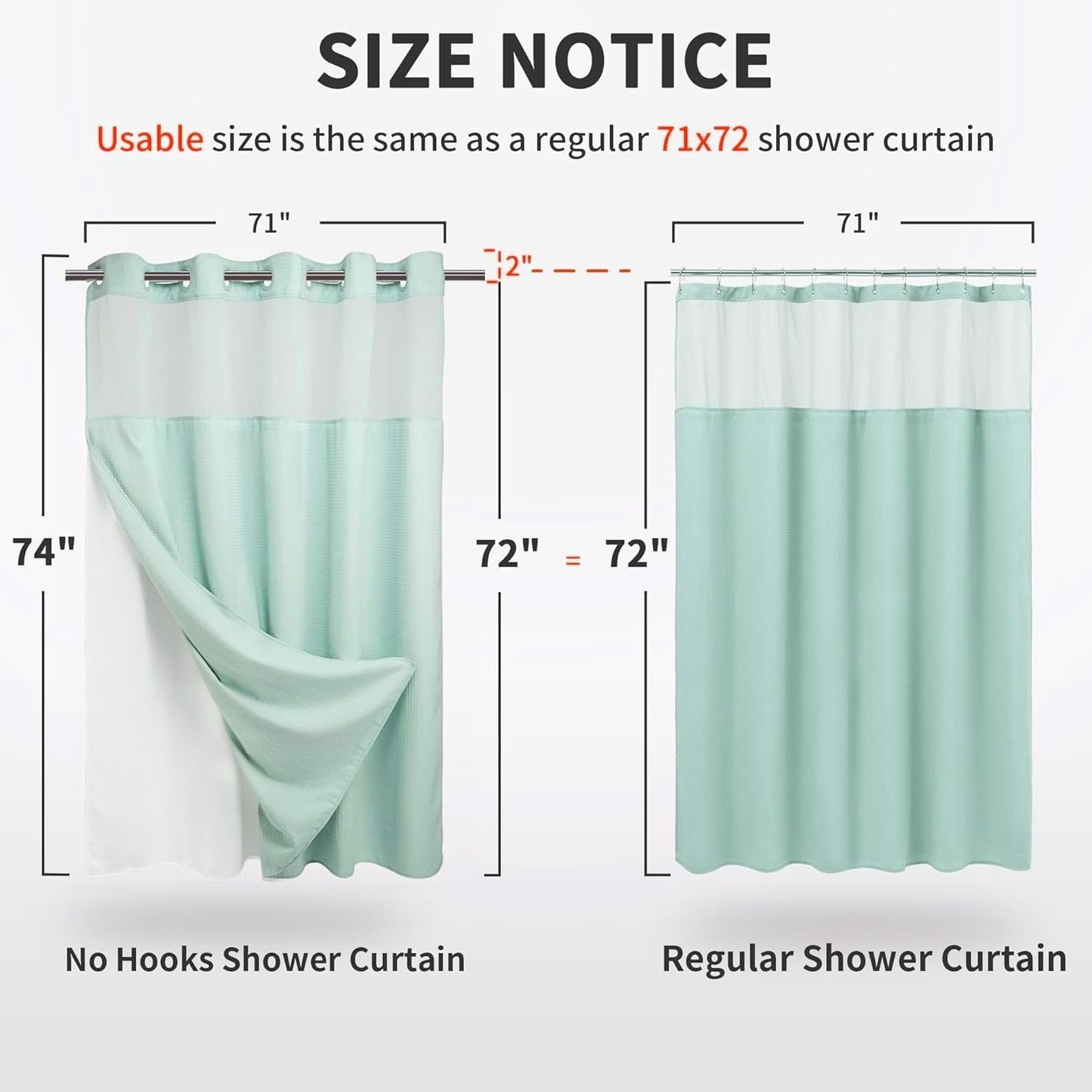 River Dream Heavyweight No Hooks Required Dotted Waffle Weave Shower Curtain with Snap in Liner - 71W x 74H,Hotel Grade,Spa Like Bath Curtain,Misty Blue