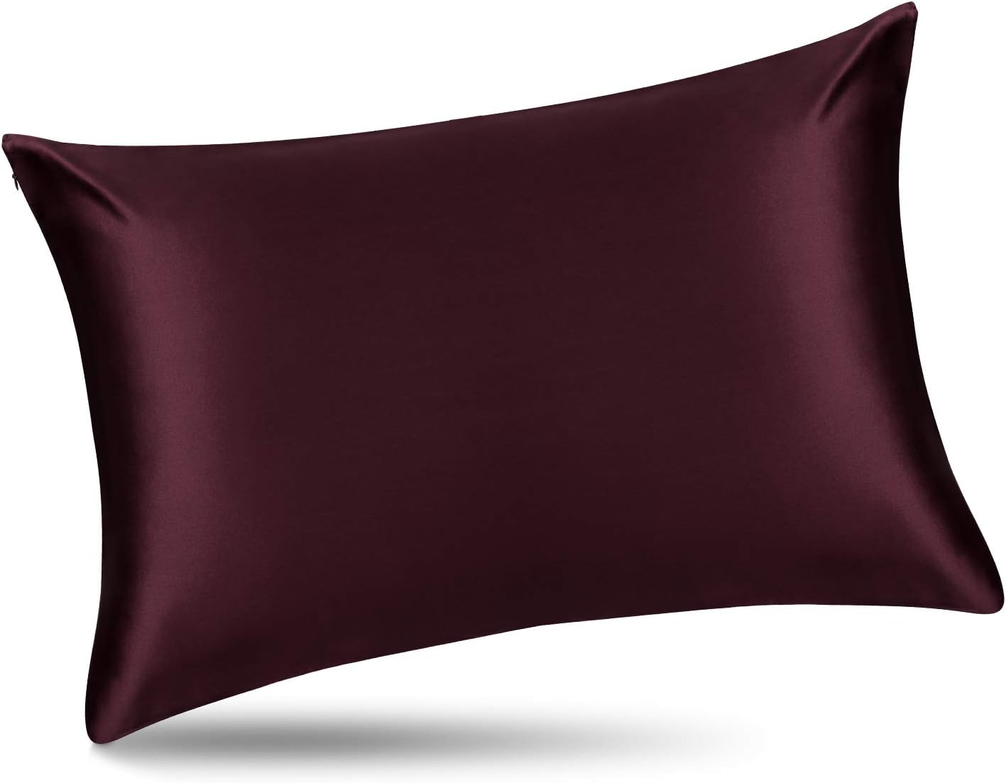 Queen Silk Pillowcase and Random Color Silk Scrunchie Gift Set ALASKA BEAR Hypoallergenic Pillow Cases for Acne Prolong Hairstyles, Eyelashes & Extensions (1pc, Red Burgundy)