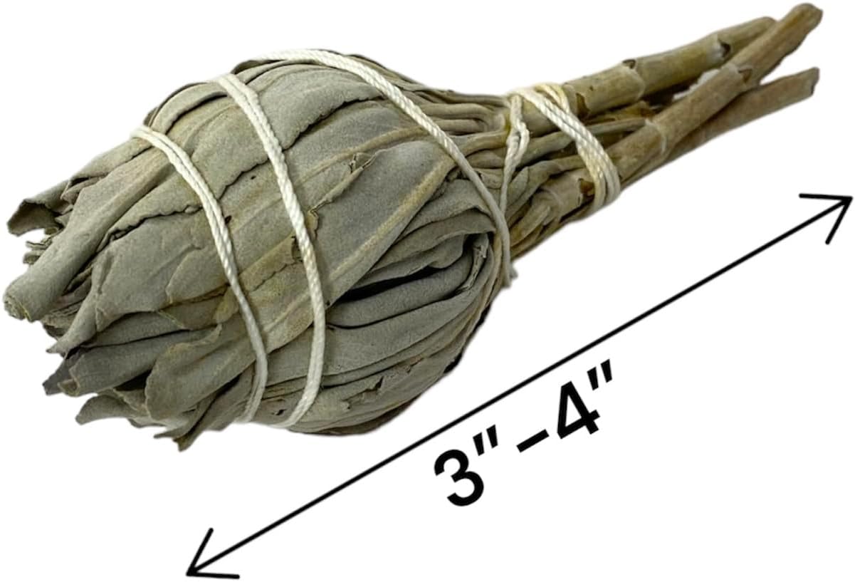 NessaStores 24 California White Sage Smudge Sticks, 3 to 4 Inch Hand Tied, All Natural for Home Cleansing, Stress Relief, & Clearing Negative Energy JC-005