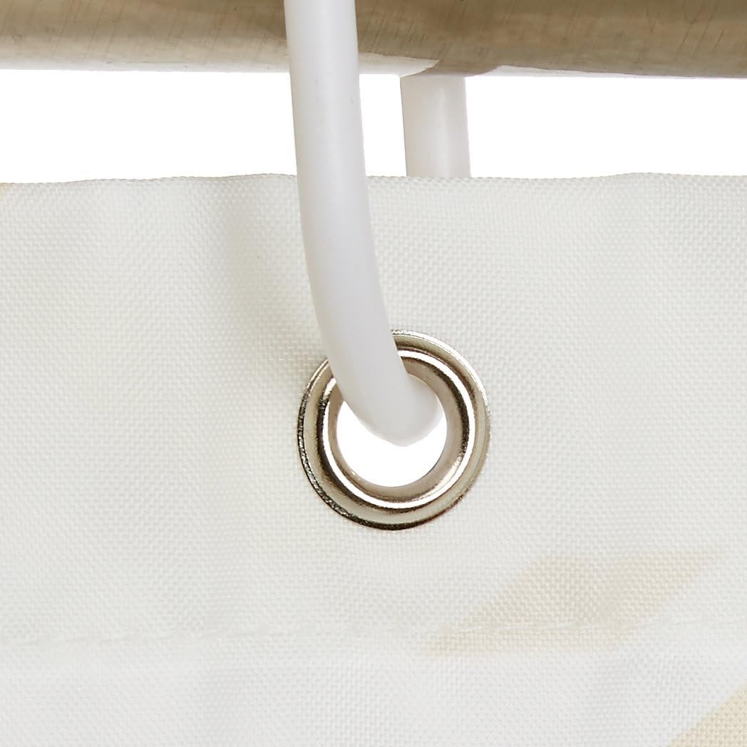 Amazon Basics Bathroom Shower Curtain, Water Resistant Fabric with Grommets & Hooks, Machine Washable, 72"x72", Natural Herringbone