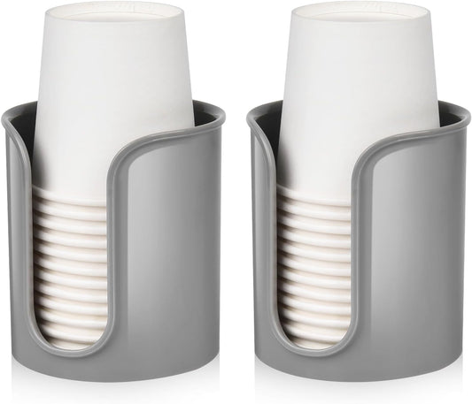 2 Pack Bathroom Cup Holder for Dixie Cups 3 oz Bathroom Cups - Bathroom Cup Dispenser 3 oz Countertop for Mouthwash Cups Small Paper Cups(Grey)