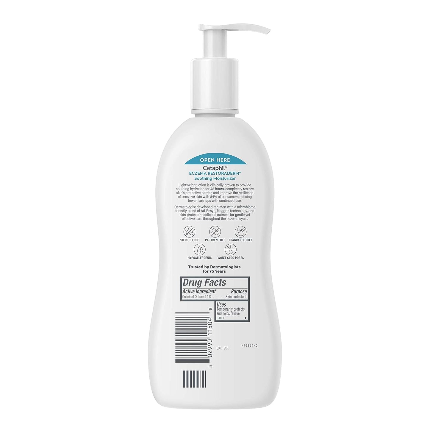 CETAPHIL RESTORADERM Soothing Moisturizer, For Eczema Prone Skin, 10 fl oz, For Dry, Itchy, Irritated Skin, 24Hr Hydration, No Added Fragrance, Doctor Recommended Sensitive Skincare Brand