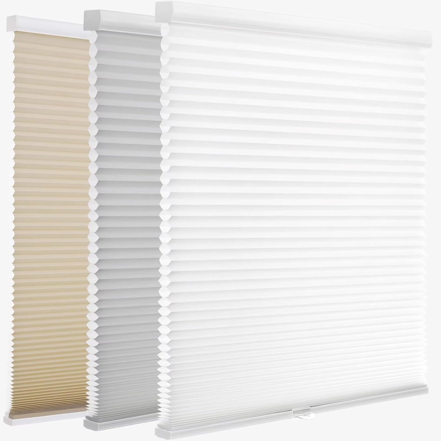 MYshade 1.5-Inch Cellular Cordless Light Filtering Shades,Thermal Insulating Noise Reducing Waterproof Blinds,Honeycomb Window Treatments for Indoor Light Control (White-33 W x 72" H)