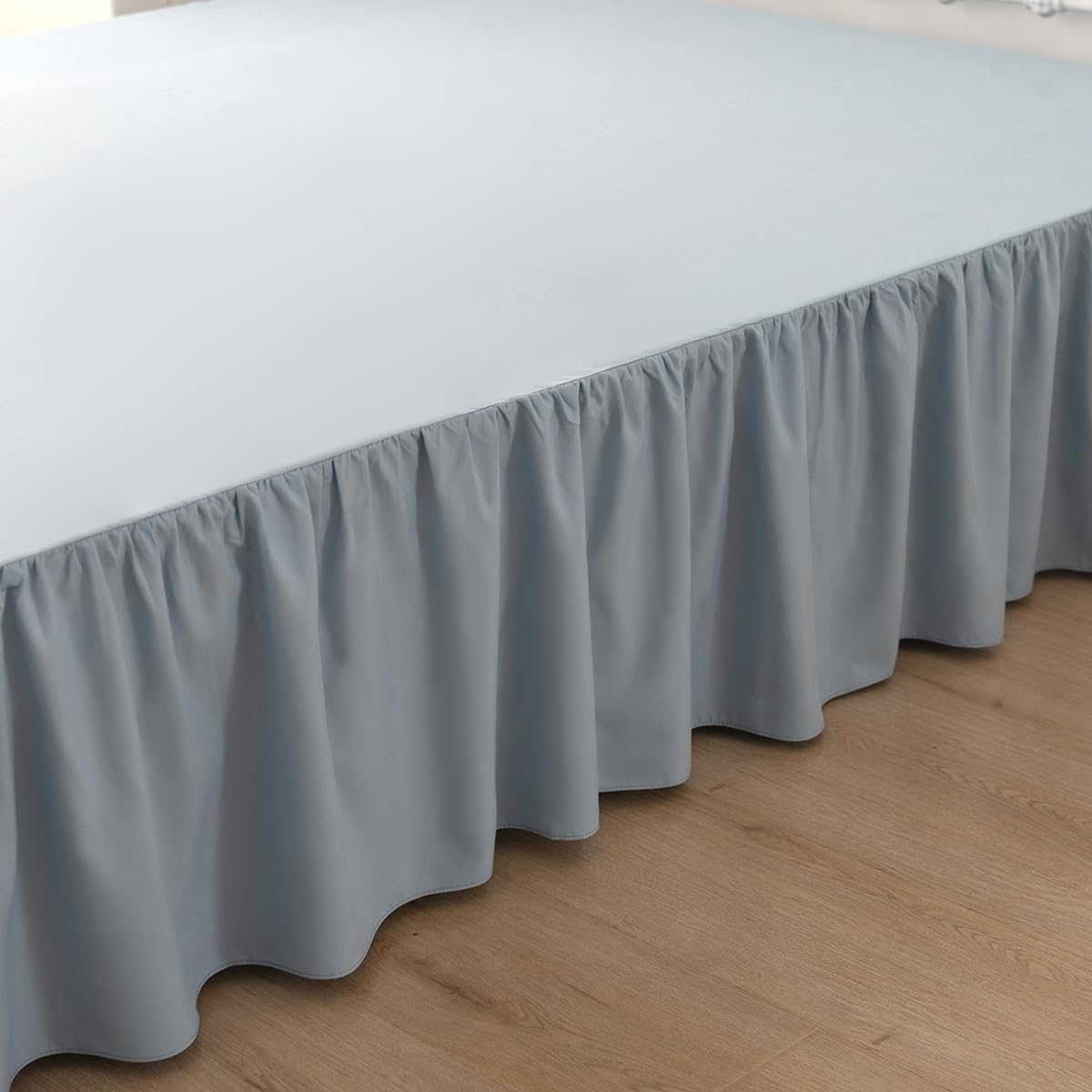 Bed Skirt King Size Ruffled Bed Skirt with Split Corners, 14 Inch Drop Dust Ruffle Bed Skirts with Platform, Gathered Style, 100% Microfiber, Grayish Blue