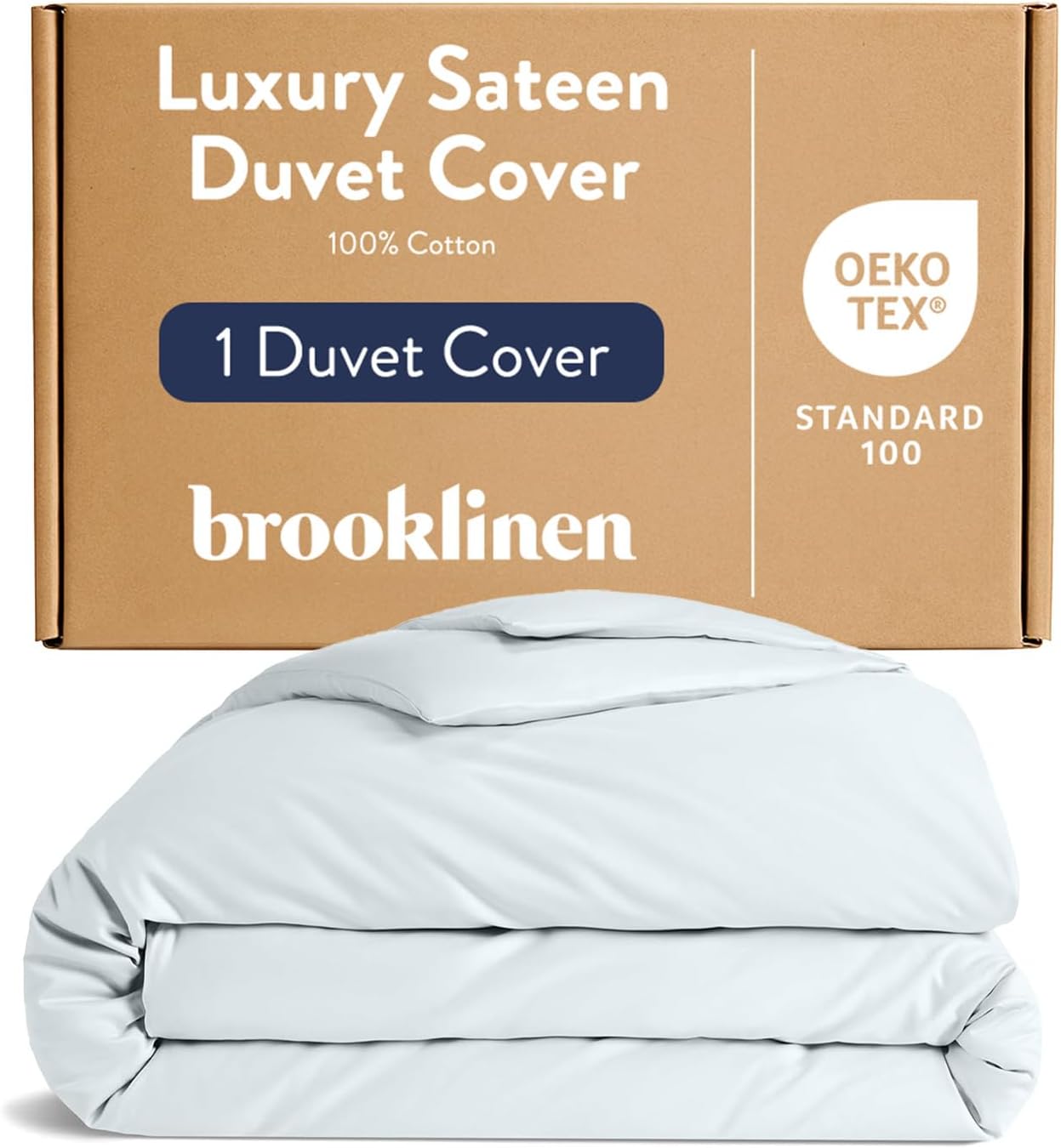 Brooklinen Luxury Sateen Duvet Cover - 100% Cotton, Full/Queen Size in Sky with Extra-Long Corner Ties and Button Closure - Best Full/Queen Duvet Covers