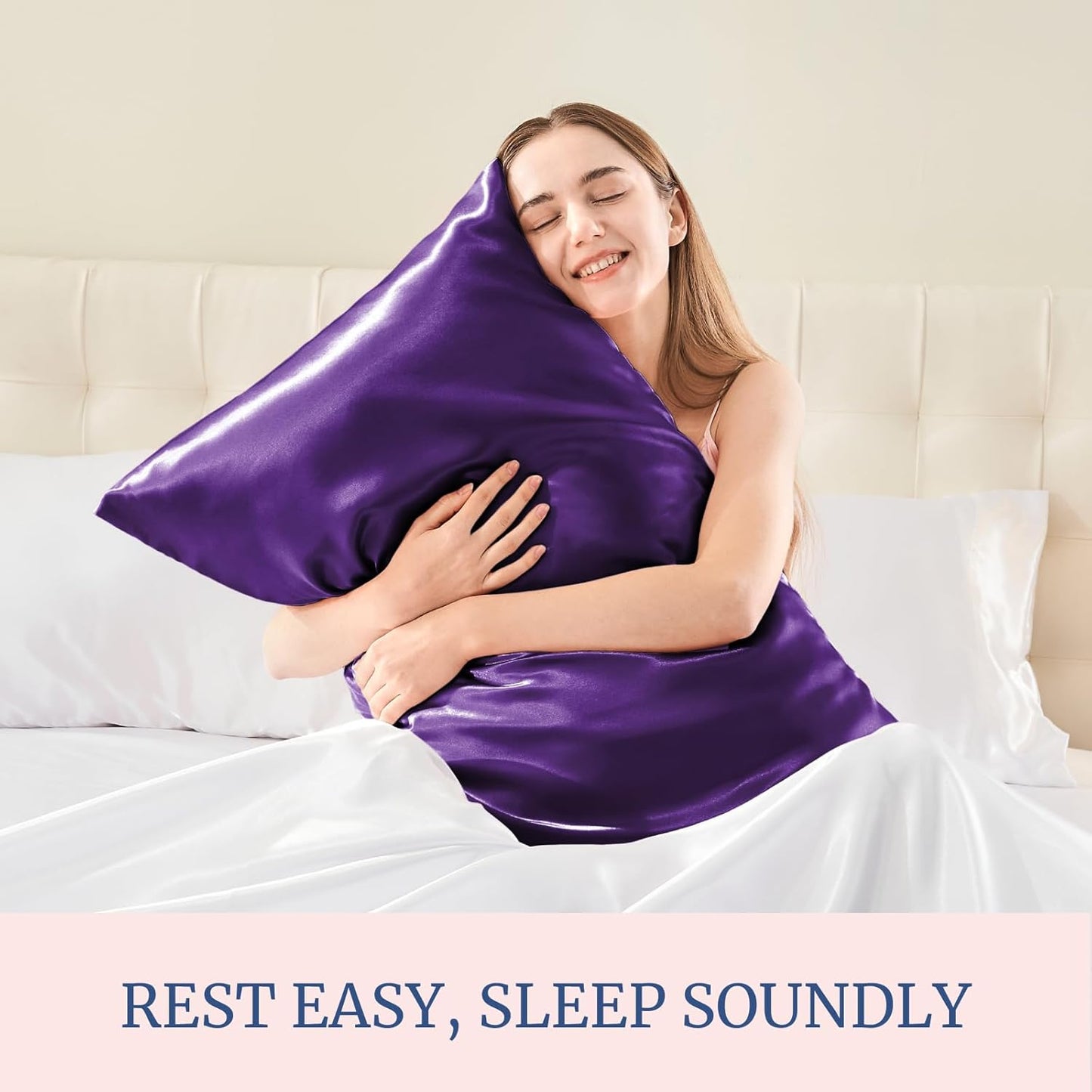 BEDELITE Satin Pillowcase for Hair and Skin, Super Soft and Cooling Similar to Silk Pillow Cases 2 Pack with Envelope Closure, Gift for Women Men(20"x30" Queen Size, Plum Purple)
