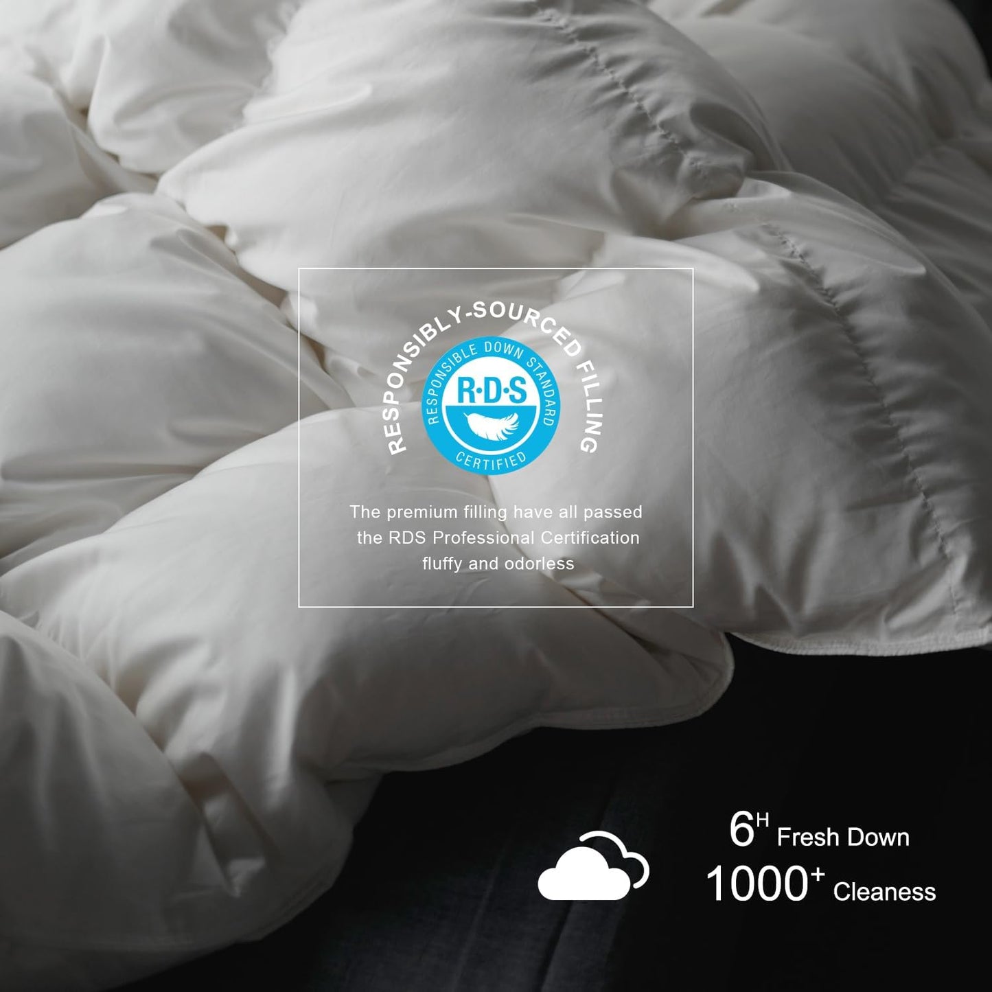 Royoliving Premium Feathers Down Duvet Insert Comforter California King Size Heavyweight Thickened Winter White 100% Cotton Cover with Corner Tabs (108x98, 77 oz)