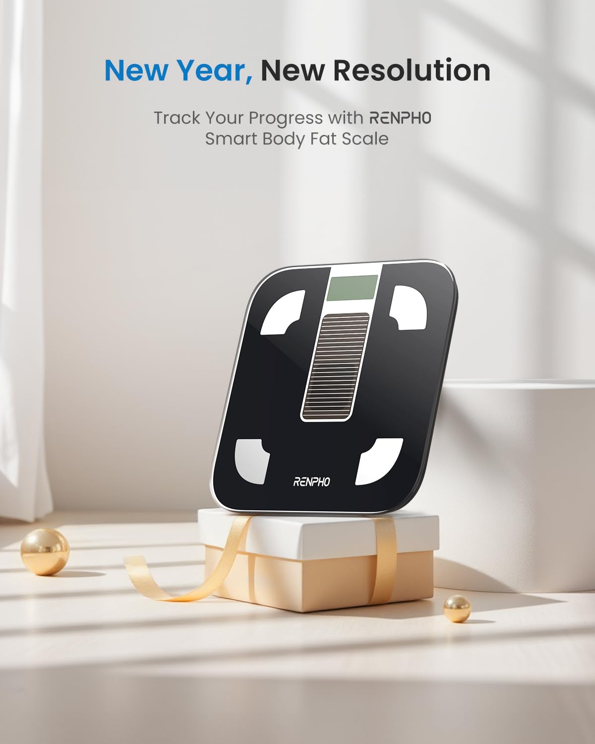 RENPHO Smart Scale with Endless Power, Solar-Powered Scale for Body Weight, No Batteries Needed, Digital Bluetooth Body Fat Scale, Body Composition Monitor with Smart App, 400 lbs-Elis Solar 1
