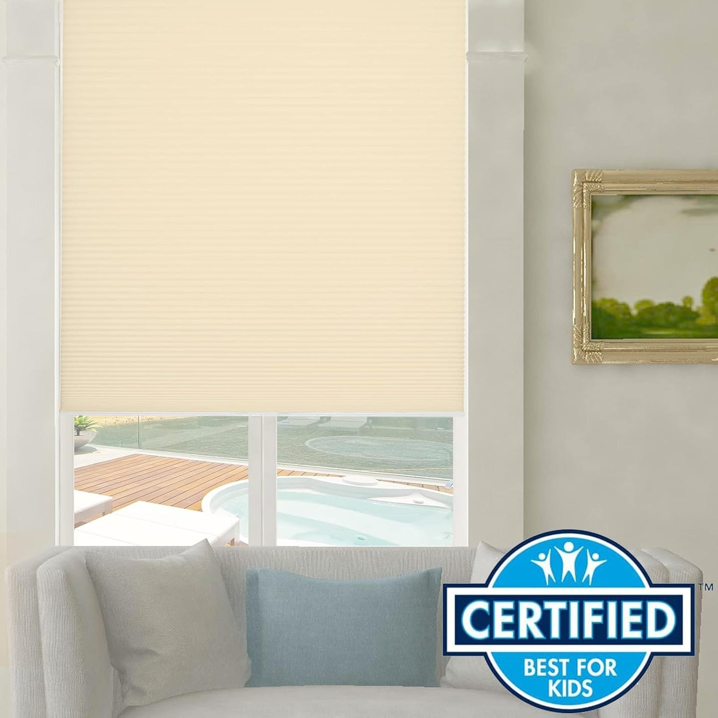 Persilux Custom Size Cellular Window Shades Cordless Roller Shades Light Filtering Honeycomb Window Blinds UV Protection Blinds for Windows, Home and Bedroom Ivory