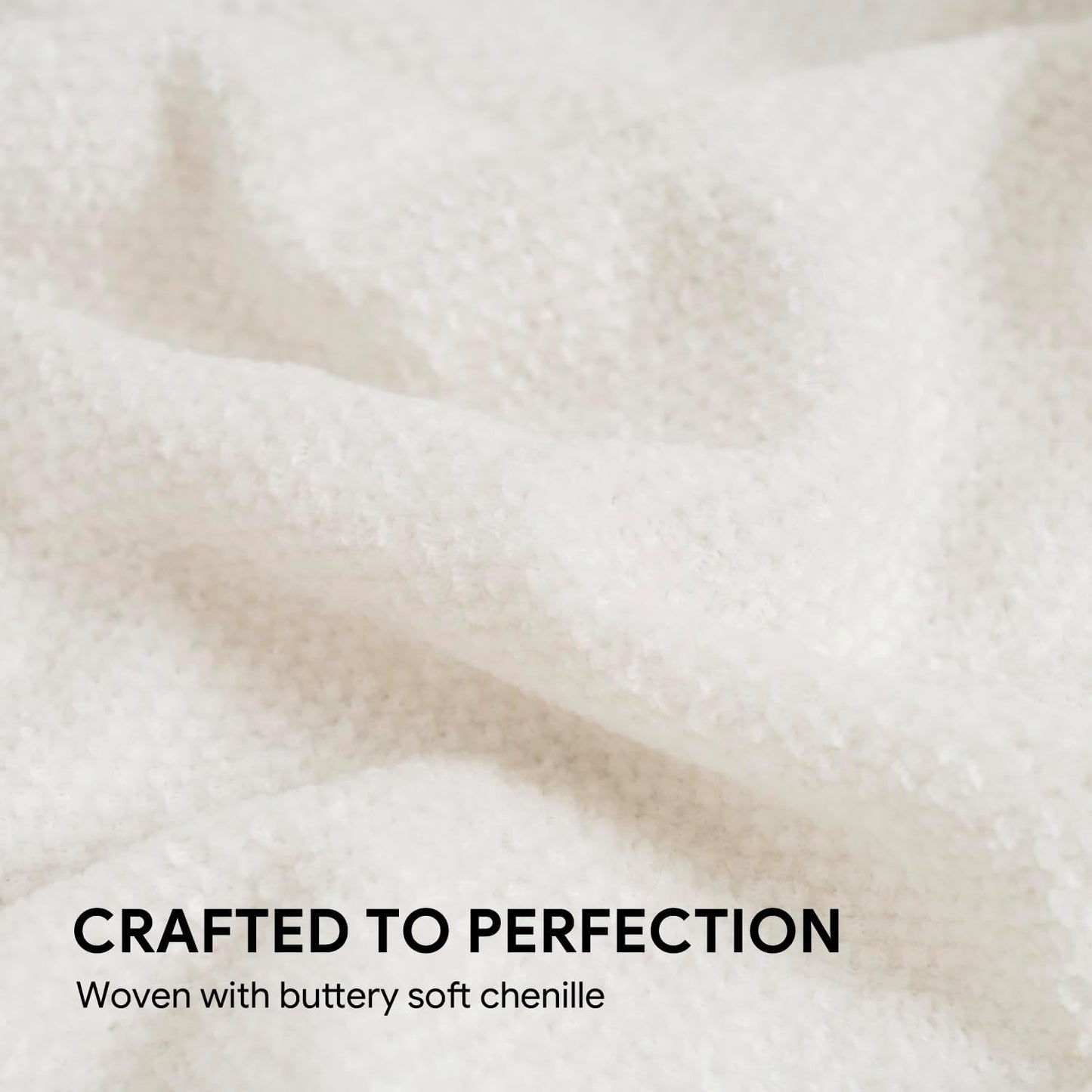 RECYCO Throw Blanket Soft Cozy Chenille Throw Blanket with Fringe Tassel for Couch Sofa Chair Bed Living Room (Ivory White, 60" x 80")