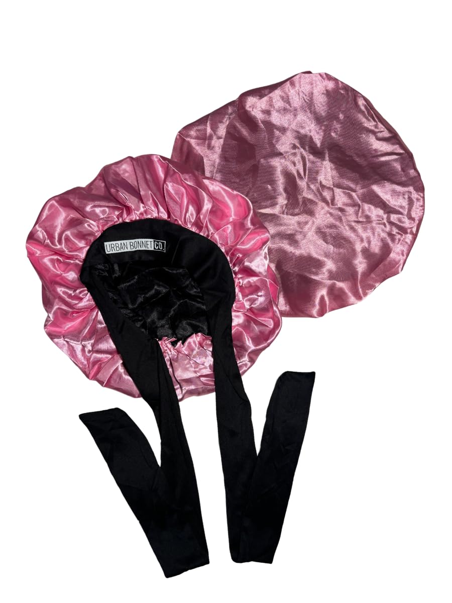 Premium Non Slip Hair Bonnet for Men Satin Curly & Dreadlocks Wrap Silk Double Layer Sleeping & Shower Cap Anime Soft Band (Powdery Pink)