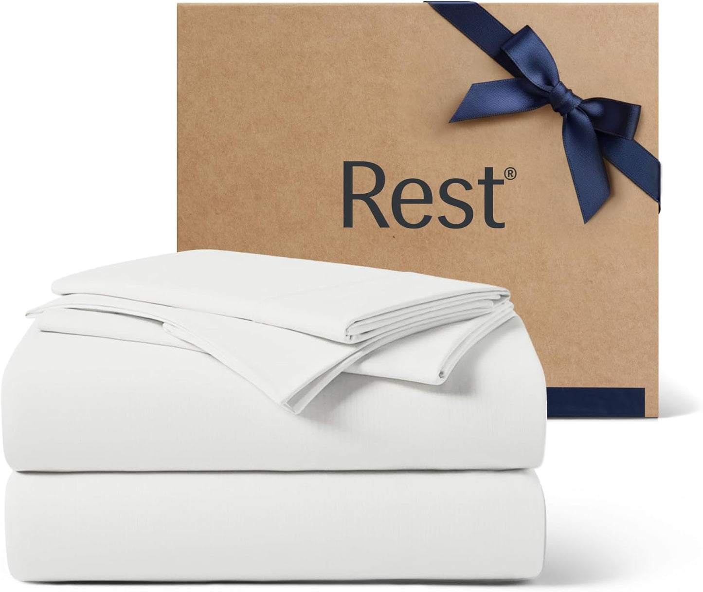 REST® Evercool®+ Cooling Sheet Set, Full Size, Arctic White, Breathable Bed Sheets for Hot Sleeper and Night Sweats, with Pillowcases, with Ionic+ Self-Cleaning Silver Yarn for Sensitive Skin, 4PCS