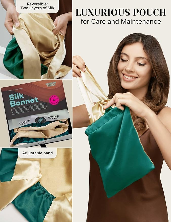 100% Mulberry Silk Bonnet for Sleeping Women with Curly Hair – Alternative to Double Layer Satin Bonnet with Tie Band