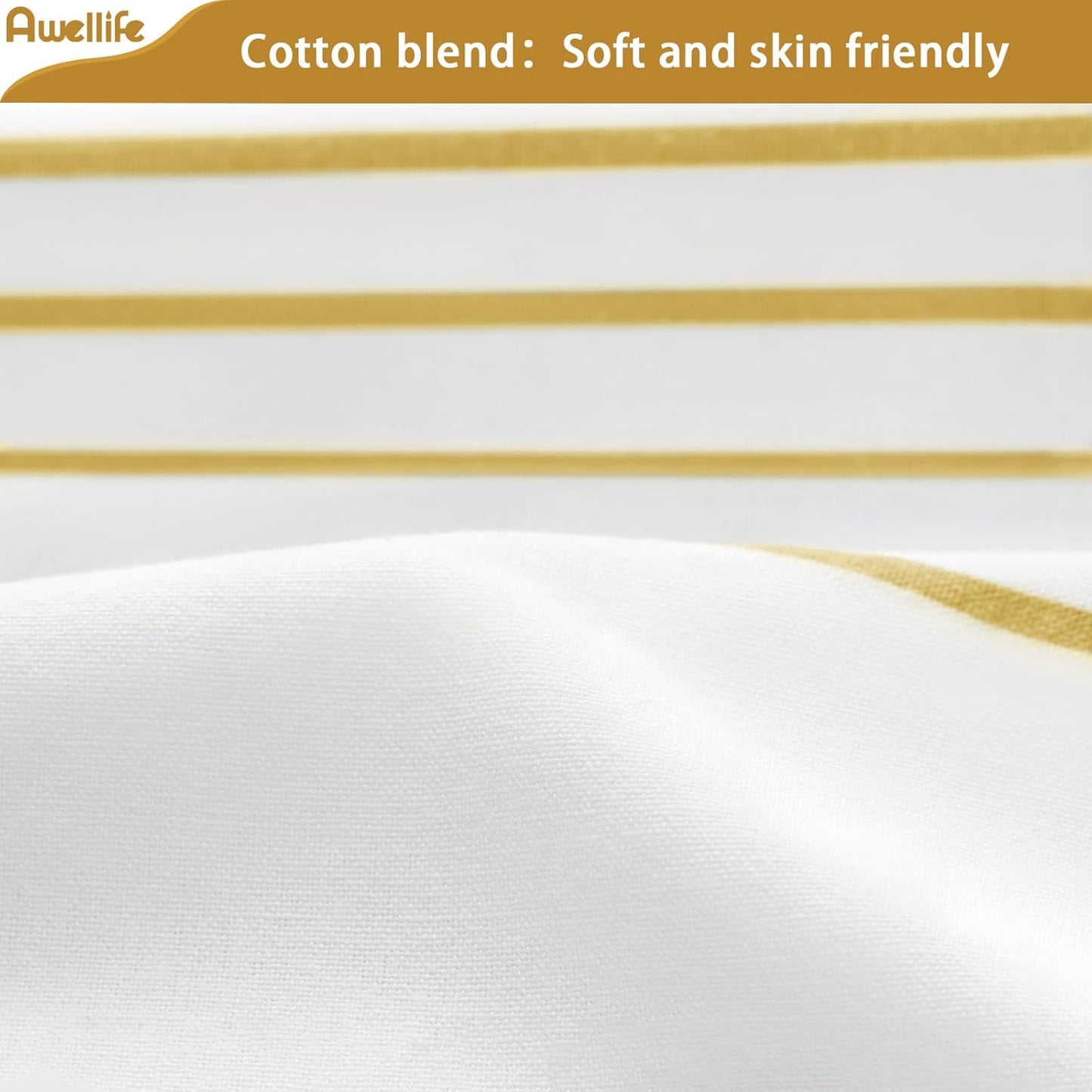 Awellife Gold Boho Shower Curtain for Bathroom Farmhouse Cotton Stripe Tassel Shower Curtain Natural Texture 72 X 72