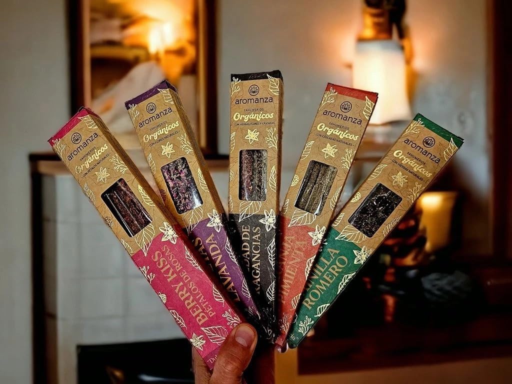Organic Incense Sticks Variety of FRAGRANCES (6 u) - Handmade Natural Incense Sticks, Each Stick is a Different Scent. Perfect for Every Mood. Aromas for Your Well Being. Spiritual Gift.