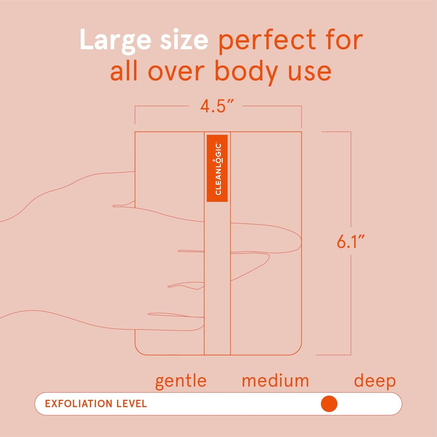 Cleanlogic Bath and Body Exfoliating Body Scrubber, Large Exfoliator Tool for Smooth and Softer Skin, Daily Skincare Routine, Assorted Colors, 3 Count Value Pack