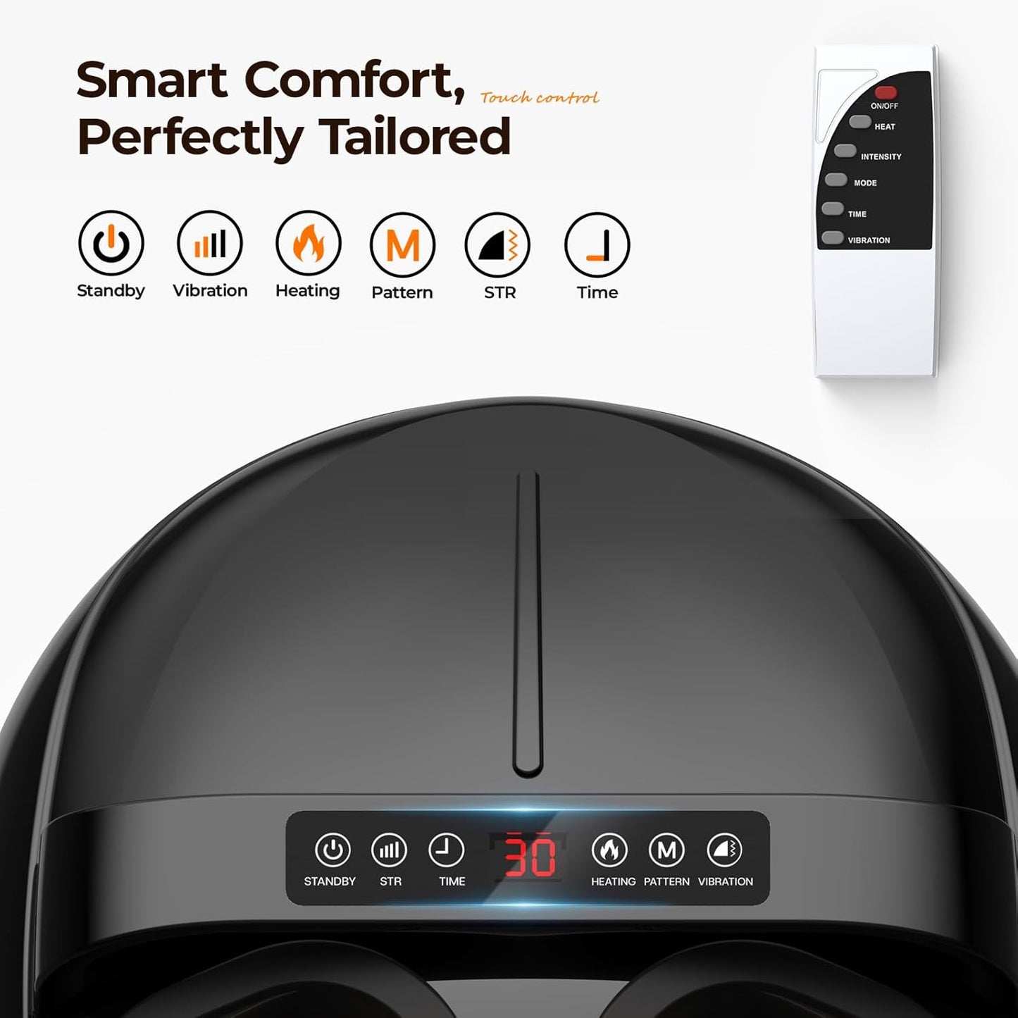 Foot Massager with Heat - Shiatsu Kneading & Rolling Compression, 5 Massage Modes with Adjustable Intensity, Fits Up to Size 13, Home Relaxation Gift