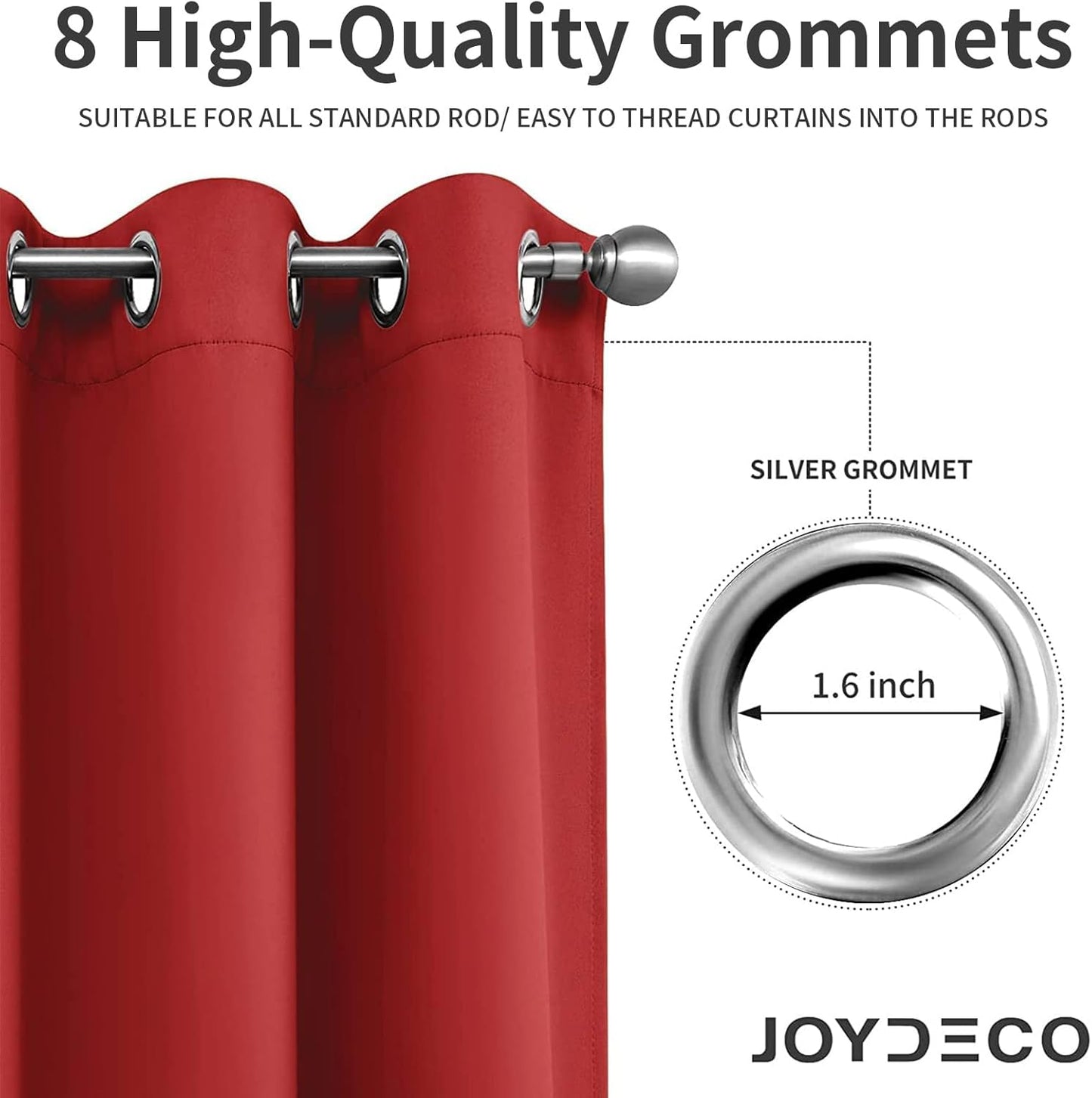 Joydeco Blackout Curtains 63 inch Length 2 Panels Set, Thermal Insulated Long Curtains & Drapes 2 Burg, Room Darkening Grommet Drapes for Bedroom Living Room Windows (W42 x L63 Inch, Red)
