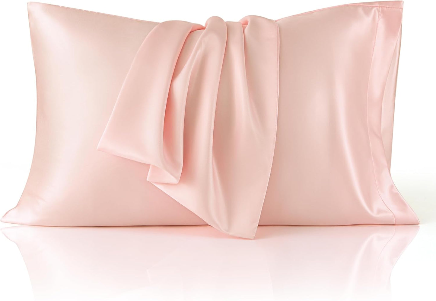 Bedsure Satin Pillowcase for Hair and Skin Queen - Peach Pink Silky Pillowcase 2 Pack with Envelope Closure, Similar to Silk Pillow Cases, Gifts for Women Men, 20x30 Inches, 2pcs