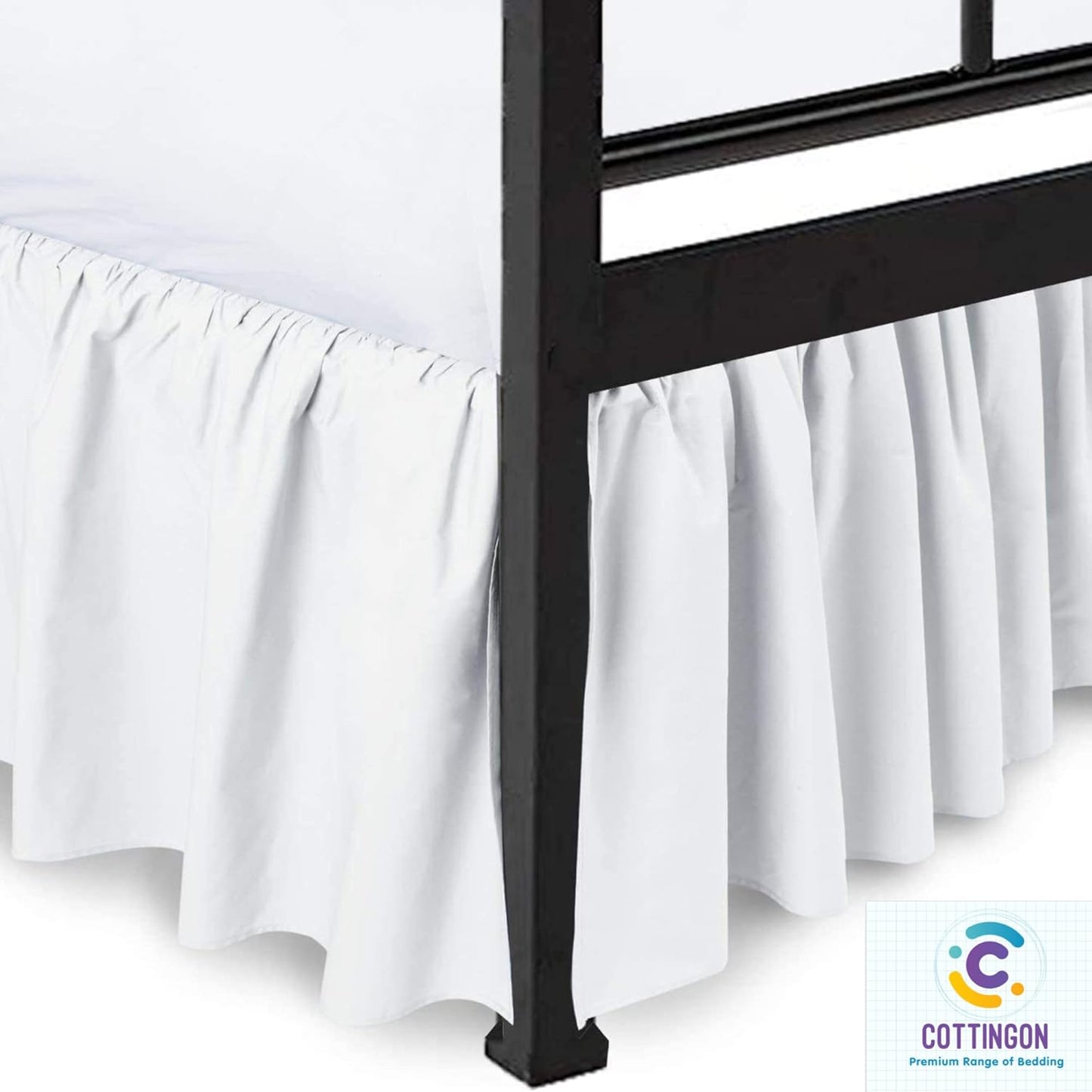 Ruffled Bed Skirt with Split Corners-Dust Ruffle - 12" Drop 100% Microfiber Soft,Sheen & Luxurious Look - Bed Skirts (White -Full)