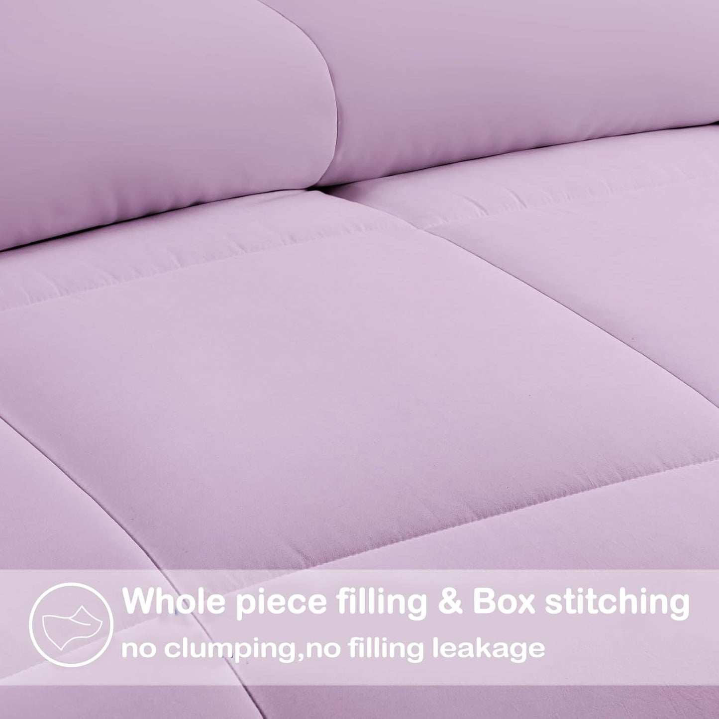 EASELAND California King Down Alternative Comforter - Quilted Duvet Insert for All Seasons, Soft Lightweight with Corner Tabs, Summer Winter Warm Bedding, Lavender 96x104 Inches