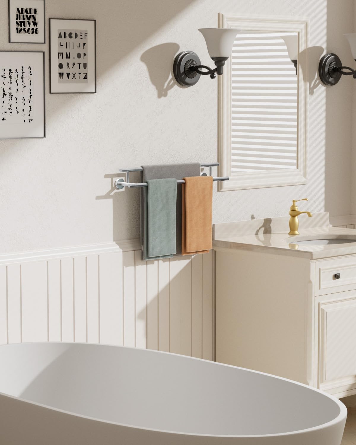 Alise Double Bath Towel Bars,20 Inch Towel Racks for Bathroom Wall Mounted,SUS304 Stainless Steel Towel Holder,Space-Saving Towel Hanger,Modern Decor Towel Rod,Brushed Nickel Towel Rail,GYT6902-500-LS