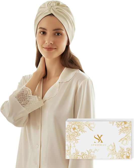 100% Mulberry Silk Bonnet for Sleeping, Adjustable Tie Closure for Women, Breathable Hair Wrap for Hair Protection