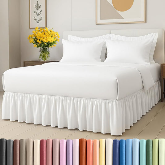 Bedskirt Full Size Ruffle - 18 inch Drop Dust Ruffle Bed Skirt with Platform - Ultra-Soft, Easy Fit, Premium Hotel Quality - Wrinkle, Fade & Shrink Resistant - for Women, Men, Kids and Teens - White