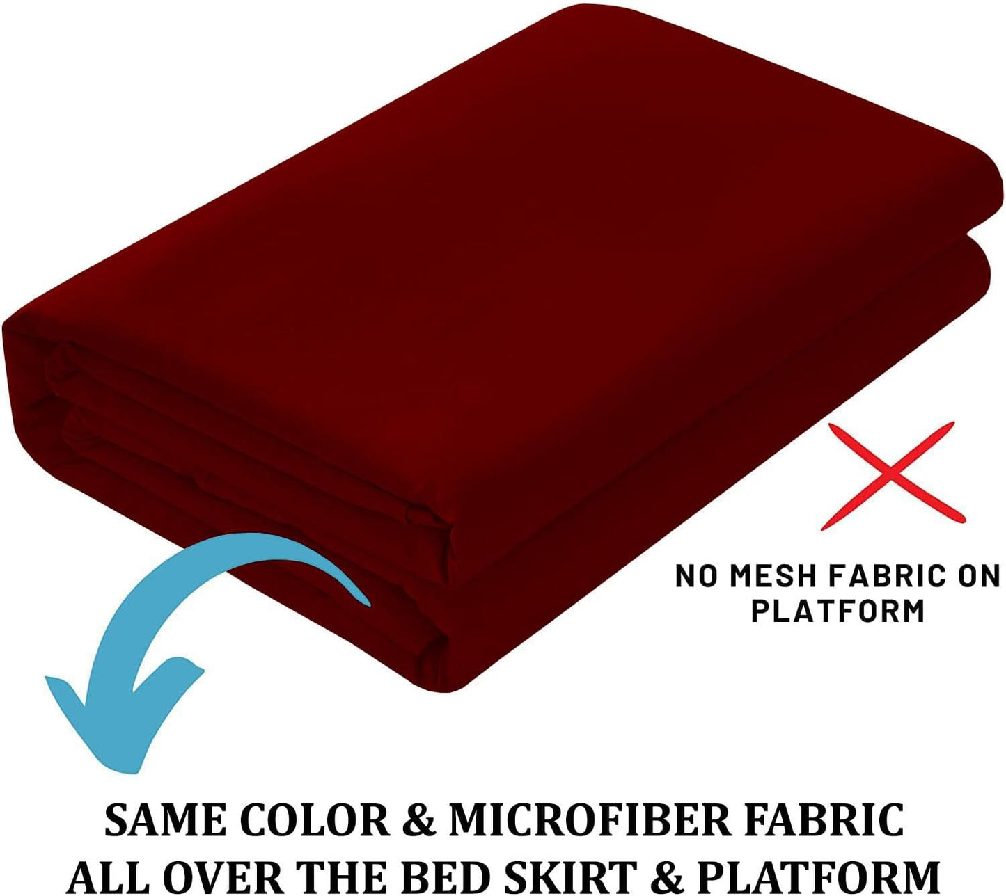 Ruffled Bed Skirt with Split Corners, Burgundy, King 18 Inch Drop Bedskirt, Hotel Quality Brushed Microfiber Wrinkle Free Dust Ruffle Bed Skirt King Size