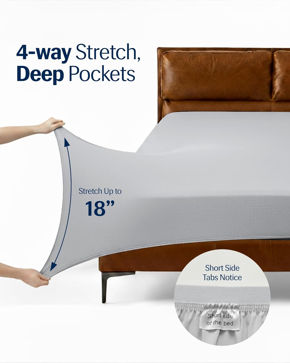 REST® Evercool®+ Starter Sheet Set Twin XL Light Gray, Breathable Bed Sheets for Hot Sleeper and Night Sweats, with Pillowcases, Ionic+ Self-Cleaning Silver Yarn for Sensitive Skin, 3PCS No Flat Sheet