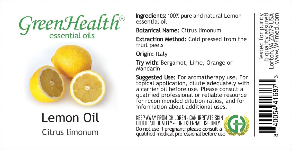 Lemon Essential Oil - 16 fl oz - Aluminum Bottle - 100% Essential Oil -GreenHealth