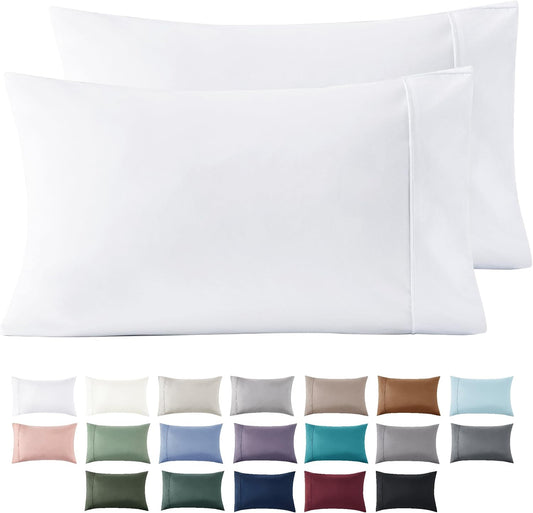 Bedsure King Size Pillow Cases Set of 2 - White Brushed Microfiber Pillowcases 2 Pack, Super Soft Pillow Case Cover with Envelope Closure, Wrinkle, Fade and Stain Resistant, 20x36 Inches